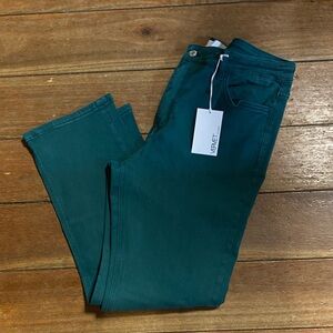 VERVET Women's High-Rise Ankle Slim Straight Pants in Teal